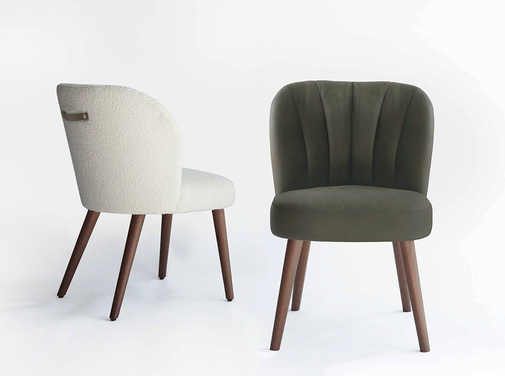 Mellow chair in fabric and leather 